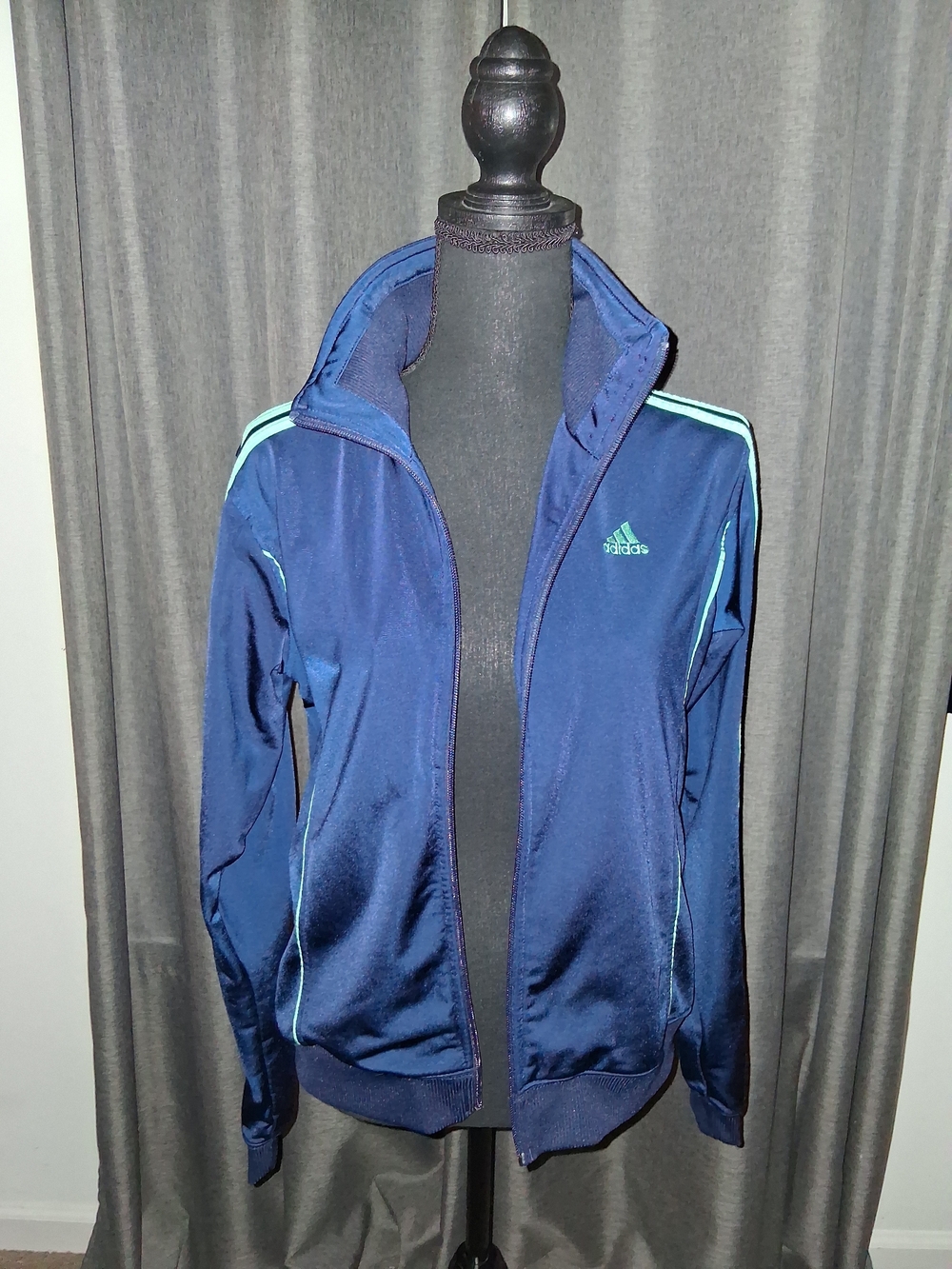 Adidas Women's Navy Track Jacket with Teal Accents